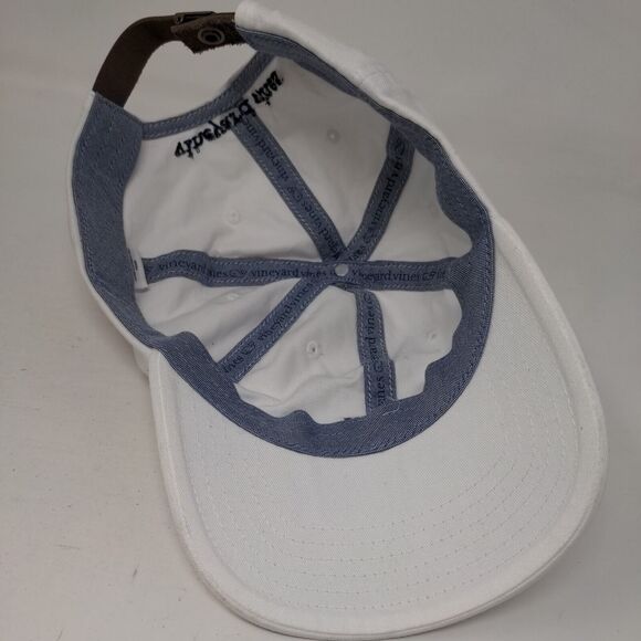 Vineyard Vines Whale Logo Slideback Hat White One Size Leather Strap - Picture 6 of 7